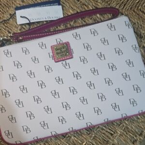 Dooney & Bourke White Clutch with Pink Trim